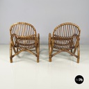 Italian mid-century modern Armchairs with armrests in curved rattan, 1960s