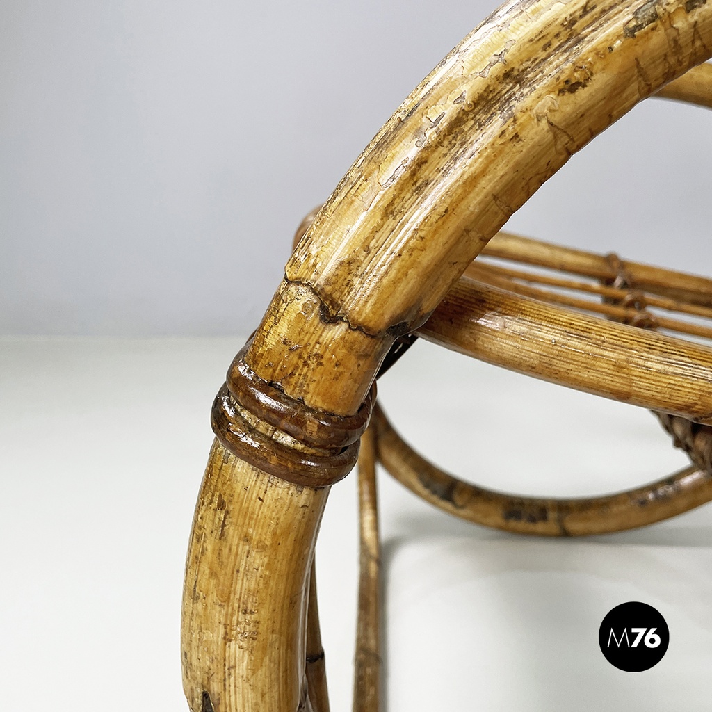 Italian mid-century modern Armchairs with armrests in curved rattan, 1960s