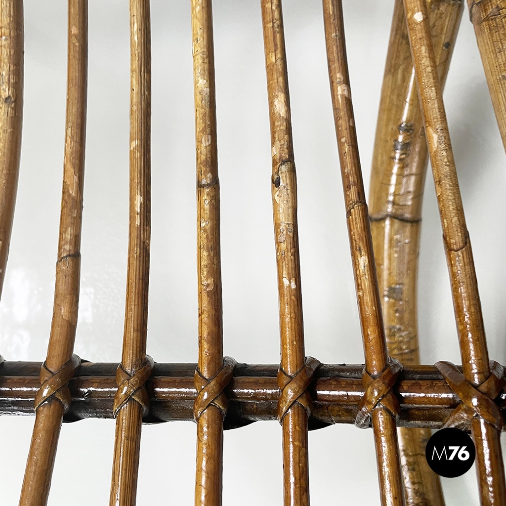 Italian mid-century modern Armchairs with armrests in curved rattan, 1960s