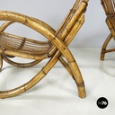 Italian mid-century modern Armchairs with armrests in curved rattan, 1960s
