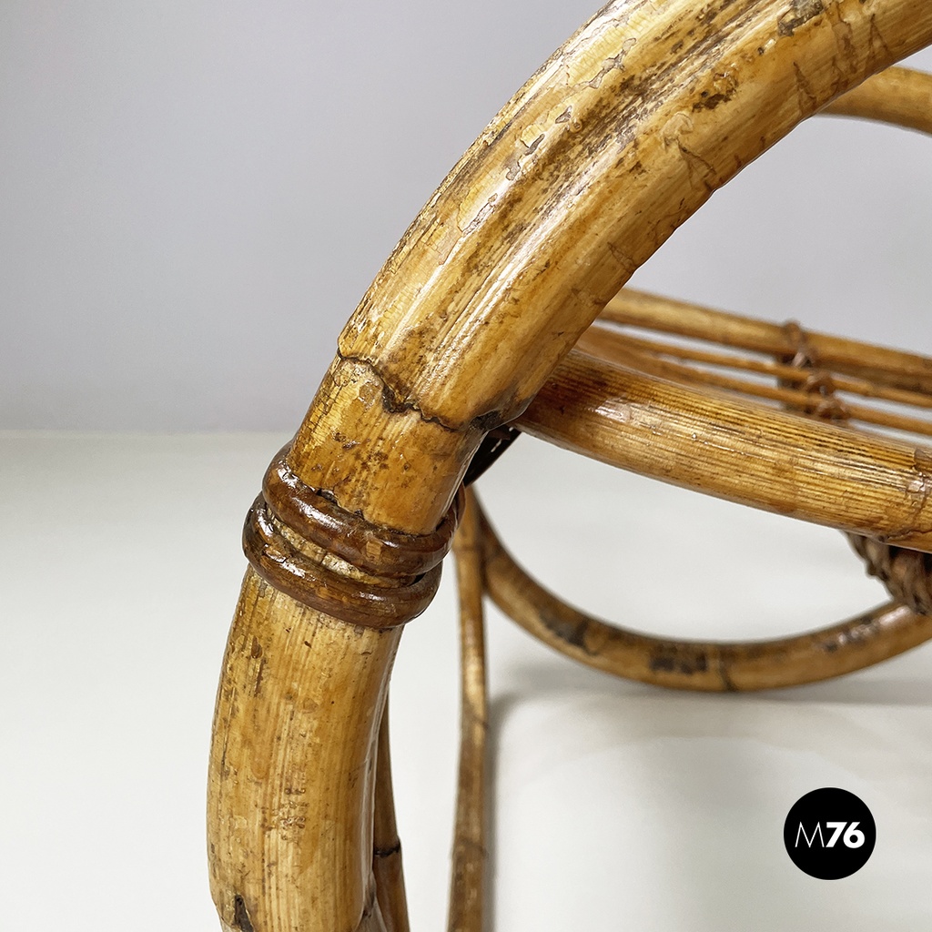 Italian mid-century modern Armchairs with armrests in curved rattan, 1960s