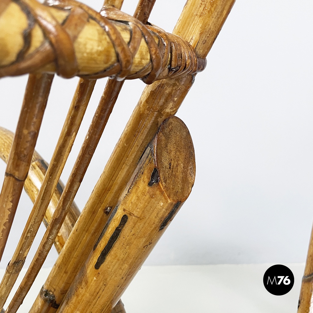 Italian mid-century modern Armchairs with armrests in curved rattan, 1960s