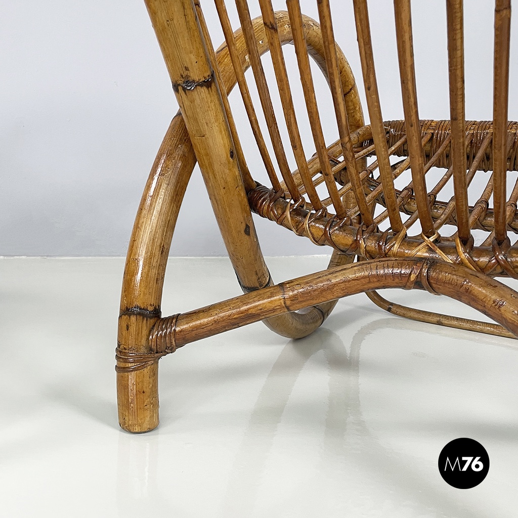 Italian mid-century modern Armchairs with armrests in curved rattan, 1960s