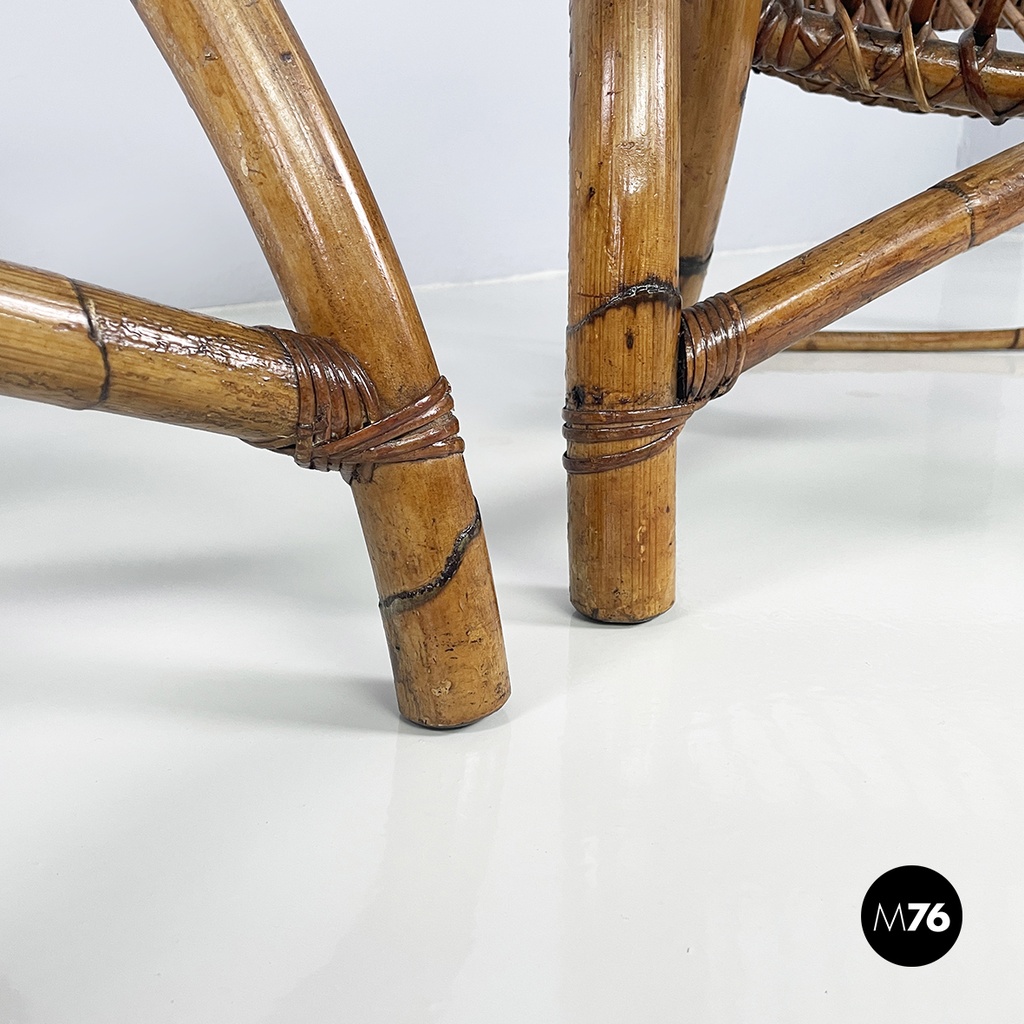 Italian mid-century modern Armchairs with armrests in curved rattan, 1960s