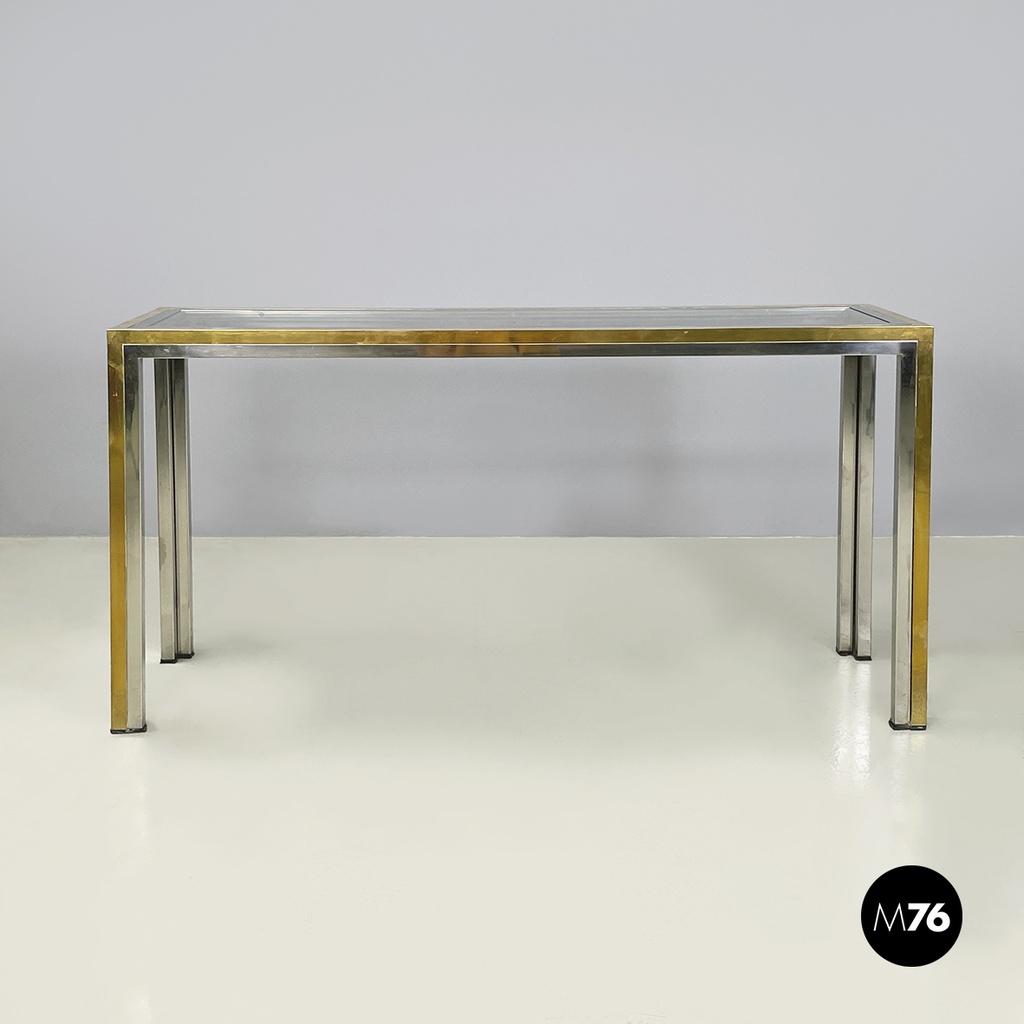 Italian modern Console in glass, brass and steel by Nanda Vigo, 1970s