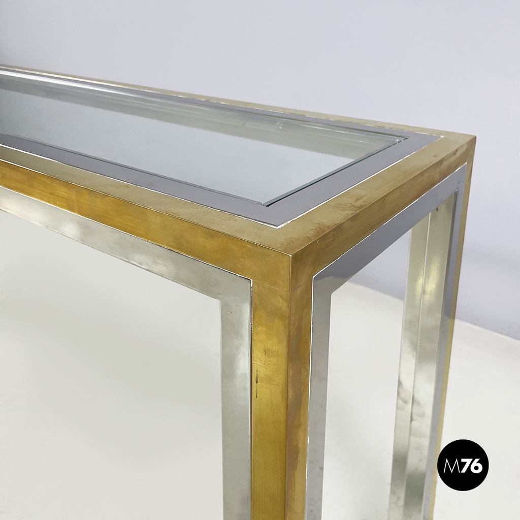 Italian modern Console in glass, brass and steel by Nanda Vigo, 1970s