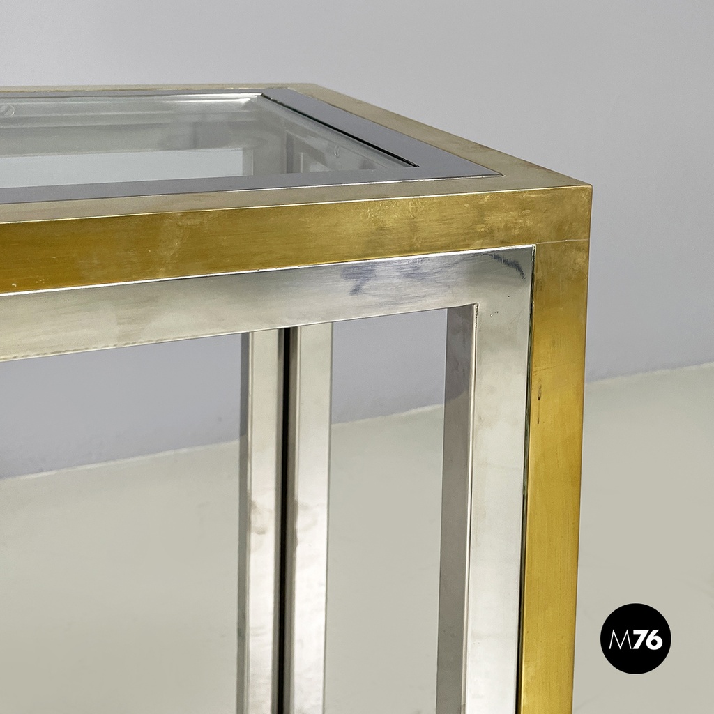 Italian modern Console in glass, brass and steel by Nanda Vigo, 1970s