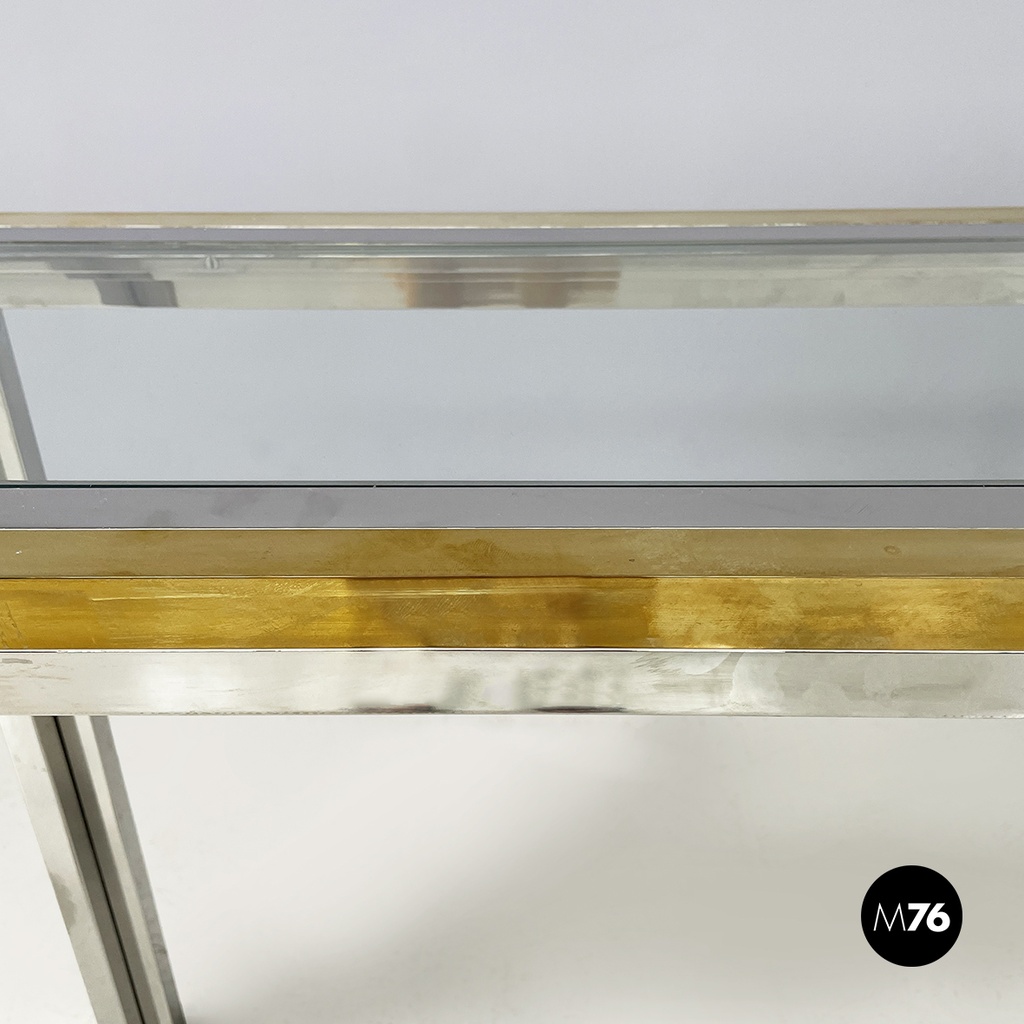 Italian modern Console in glass, brass and steel by Nanda Vigo, 1970s