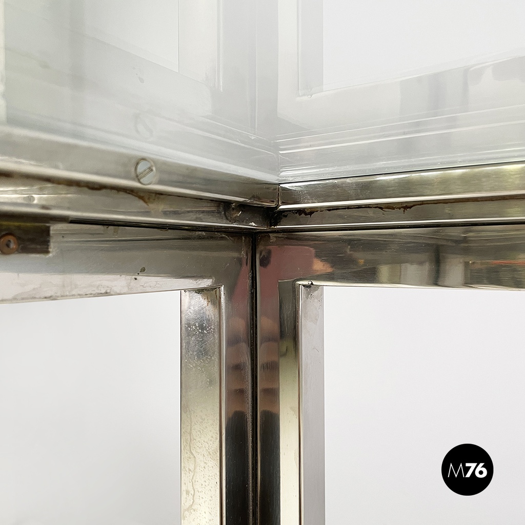 Italian modern Console in glass, brass and steel by Nanda Vigo, 1970s