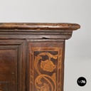 Italian antique wooden chest with inlay decorations and folding top, early 1800s