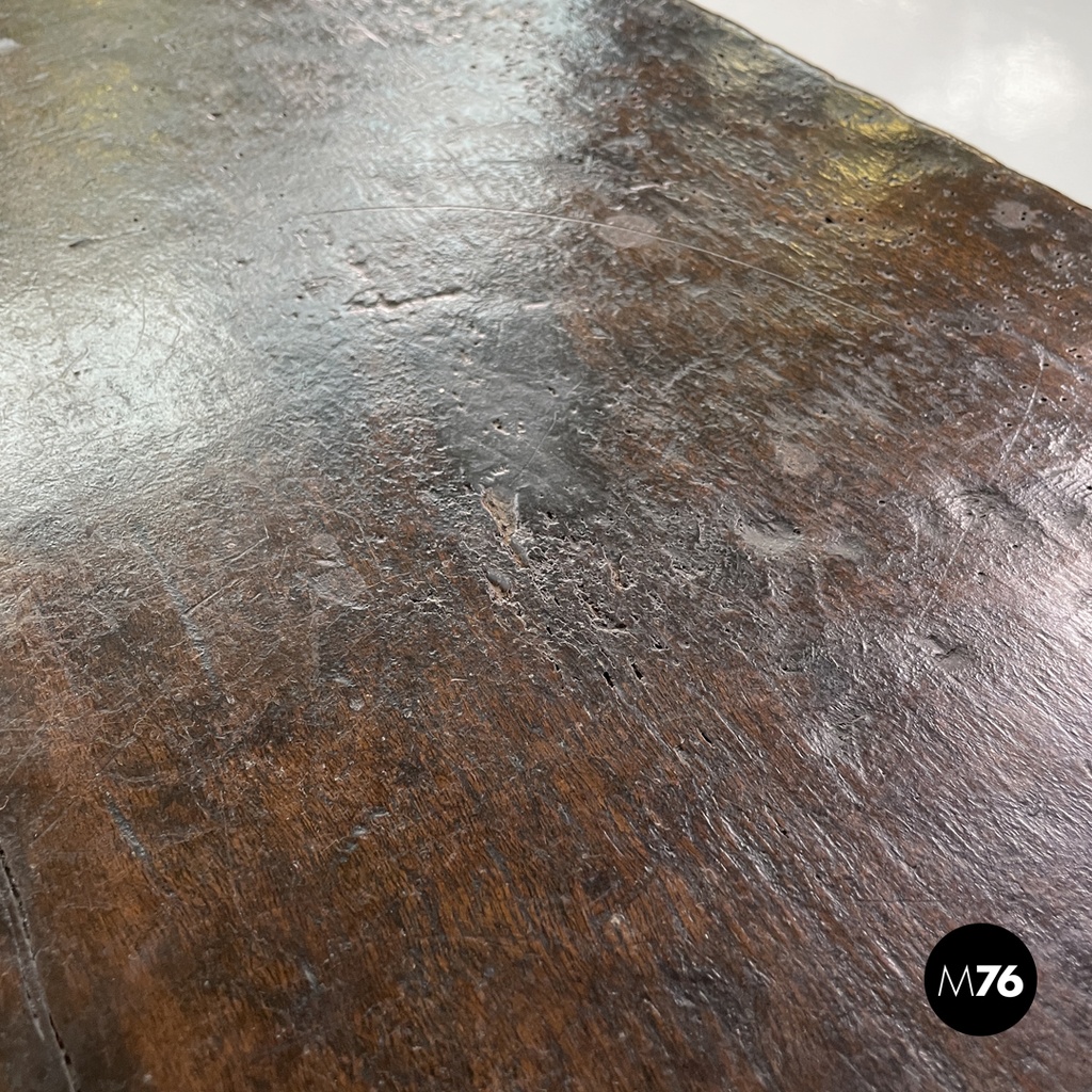 Italian antique wooden chest with inlay decorations and folding top, early 1800s