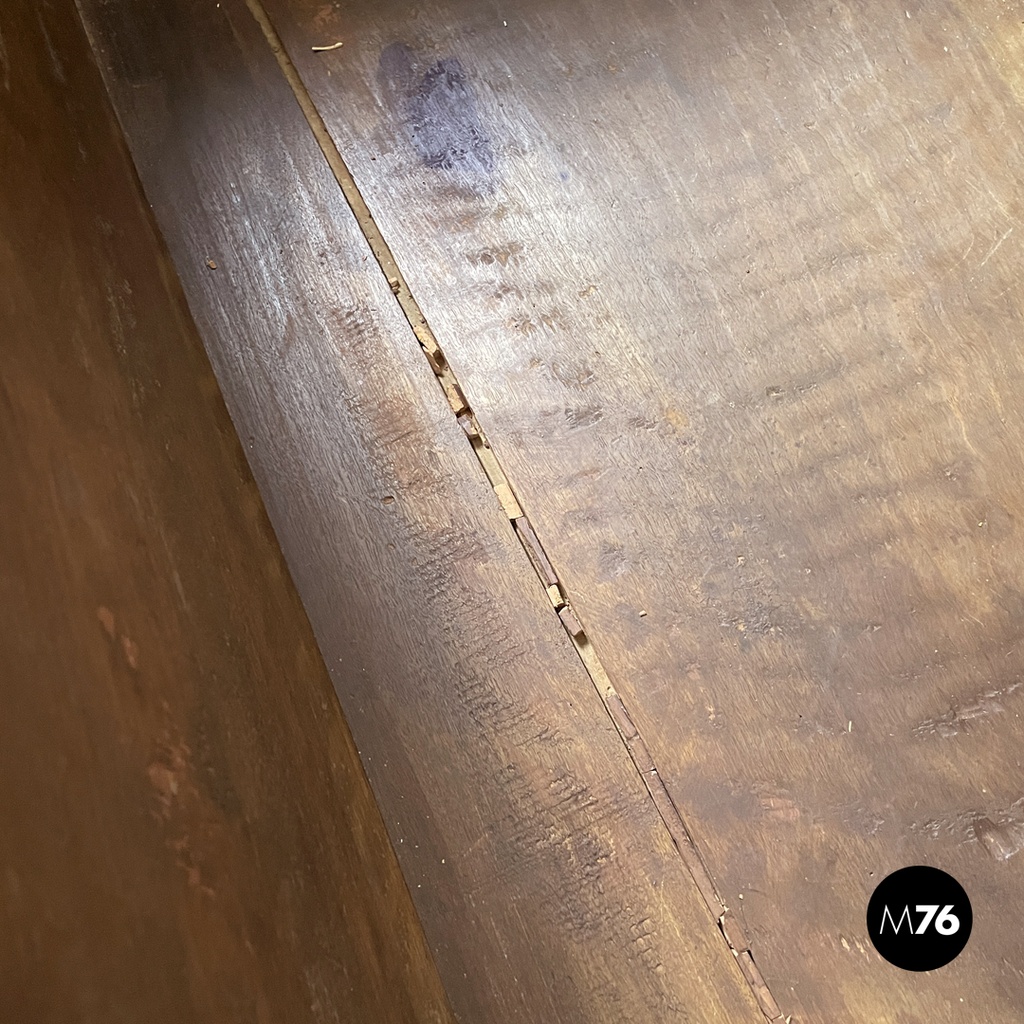 Italian antique wooden chest with inlay decorations and folding top, early 1800s
