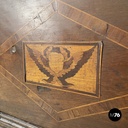 Italian antique wooden chest with inlay decorations and folding top, early 1800s