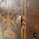 Italian antique wooden chest with inlay decorations and folding top, early 1800s