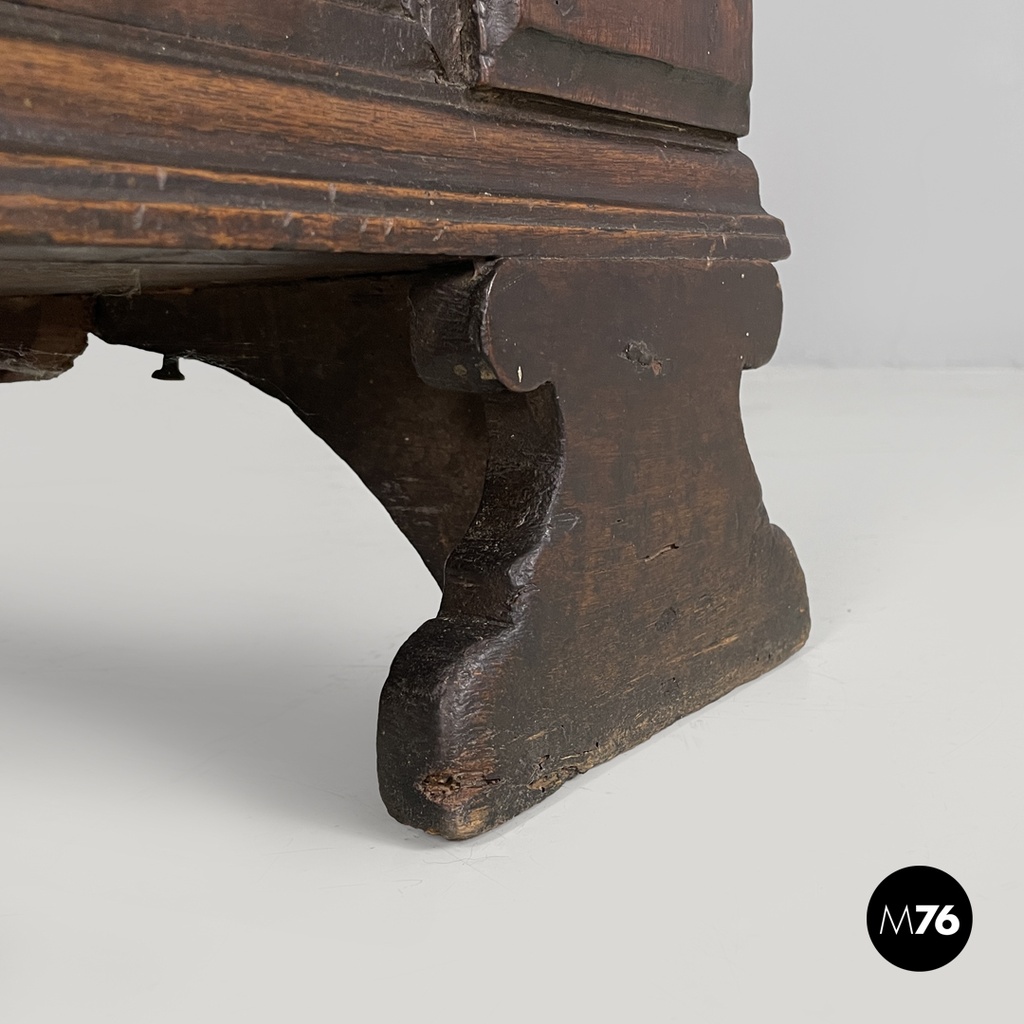 Italian antique wooden chest with inlay decorations and folding top, early 1800s