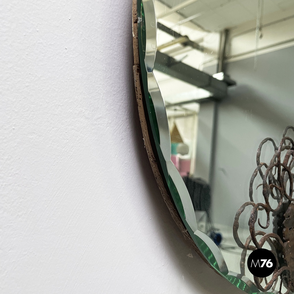 Italian mid-century modern Wall mirror with iron curl details, 1960s