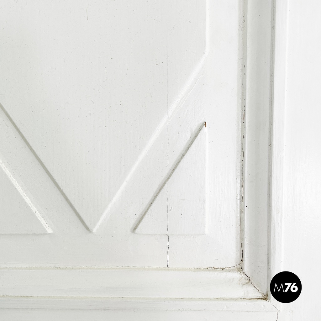 Italian Double swing door entirely in white wood, early 1900s