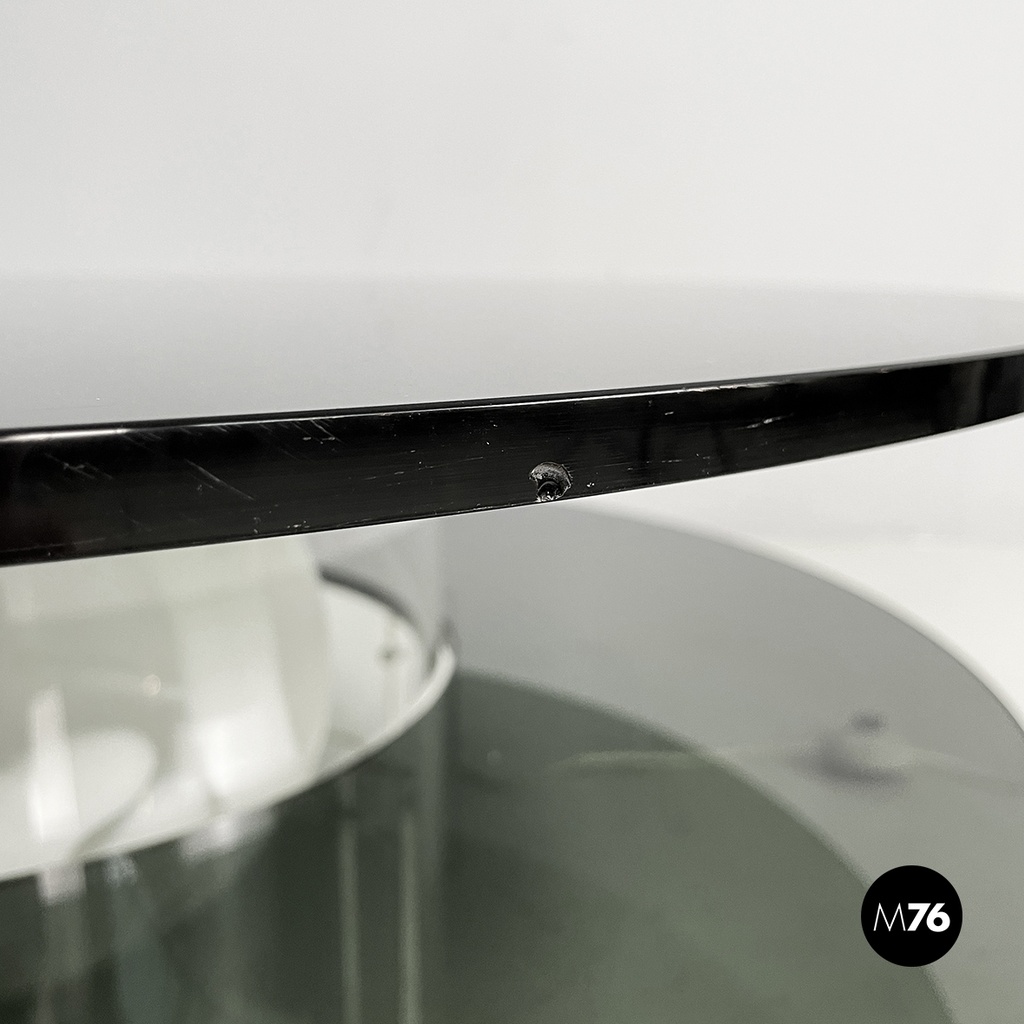 Italian space age Coffee table with lamp in smoked glass and plexiglass, 1970s