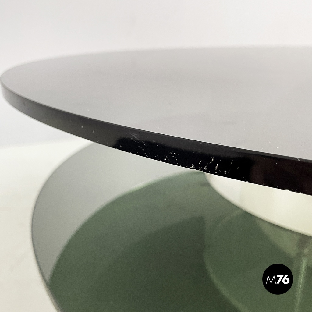 Italian space age Coffee table with lamp in smoked glass and plexiglass, 1970s