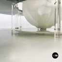 Italian space age Coffee table with lamp in smoked glass and plexiglass, 1970s