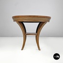 Italian antique wooden round coffee table with inlay decorations, early 1900s