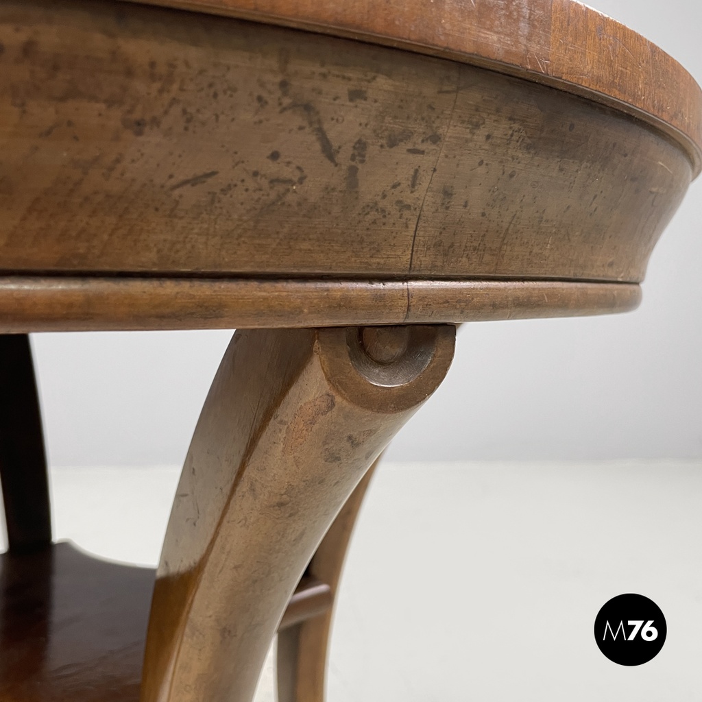 Italian antique wooden round coffee table with inlay decorations, early 1900s