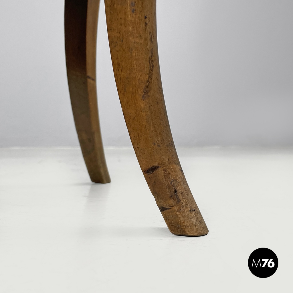 Italian antique wooden round coffee table with inlay decorations, early 1900s