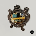 Italian finely crafted oval wall mirror in silvered copper, early 1900s