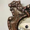 Italian finely crafted oval wall mirror in silvered copper, early 1900s