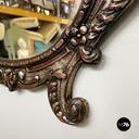 Italian finely crafted oval wall mirror in silvered copper, early 1900s