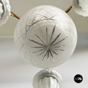 Italian liberty Chandelier in molded satin glass and brass, early 1900s