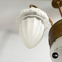 Italian liberty Chandelier in molded satin glass and brass, early 1900s