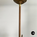 Italian liberty Chandelier in molded satin glass and brass, early 1900s