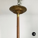 Italian liberty Chandelier in molded satin glass and brass, early 1900s