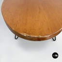Italian mid-century modern Oval coffee table in wood and black metal, 1960s