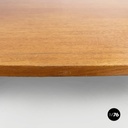 Italian mid-century modern Oval coffee table in wood and black metal, 1960s