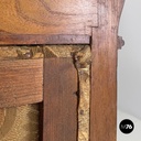 Italian Art Nouveau wood and brown fabric screen with floral pattern, late 1800s