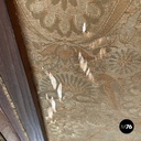 Italian Art Nouveau wood and brown fabric screen with floral pattern, late 1800s