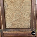 Italian Art Nouveau wood and brown fabric screen with floral pattern, late 1800s