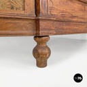 Italian Art Nouveau wood and brown fabric screen with floral pattern, late 1800s