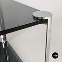 Italian modern Coffee tables in smoked glass and chromed metal, 1980s