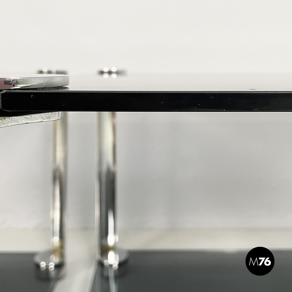 Italian modern Coffee tables in smoked glass and chromed metal, 1980s