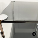 Italian modern Coffee tables in smoked glass and chromed metal, 1980s