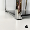 Italian modern Coffee tables in smoked glass and chromed metal, 1980s