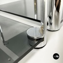Italian modern Coffee tables in smoked glass and chromed metal, 1980s