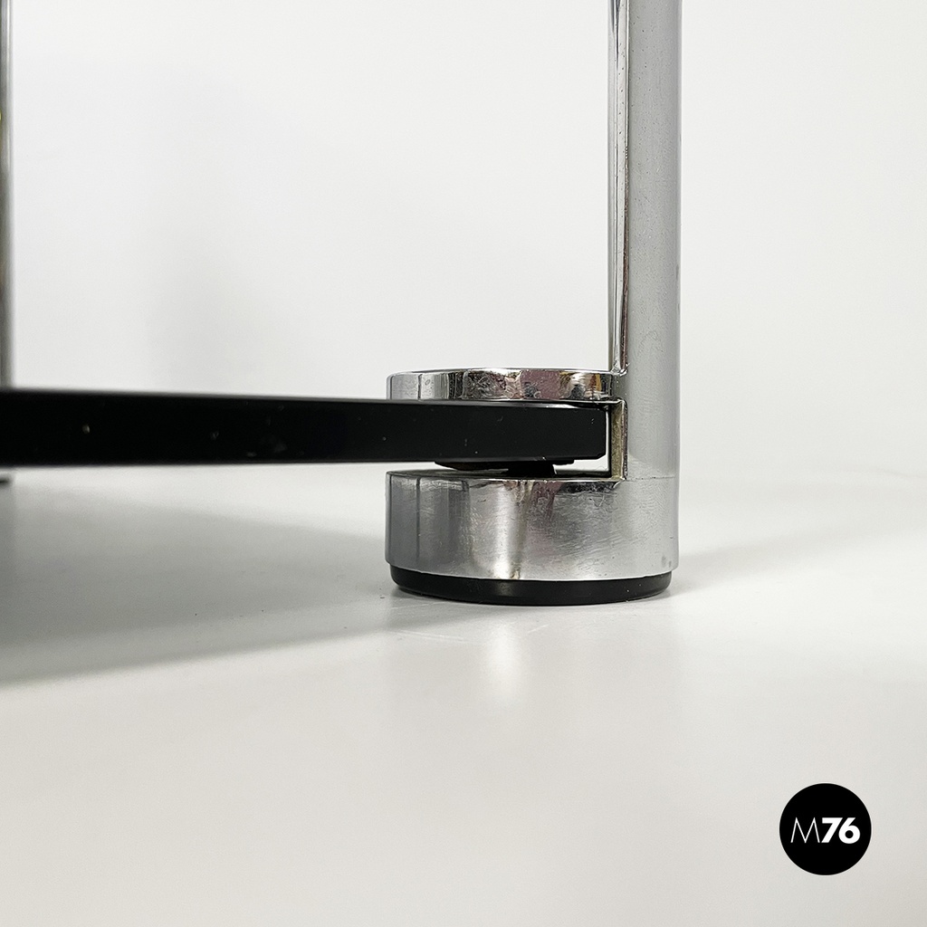 Italian modern Coffee tables in smoked glass and chromed metal, 1980s