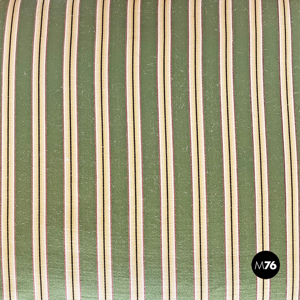 Italian antique wood and colored striped silk chairs, 1850s