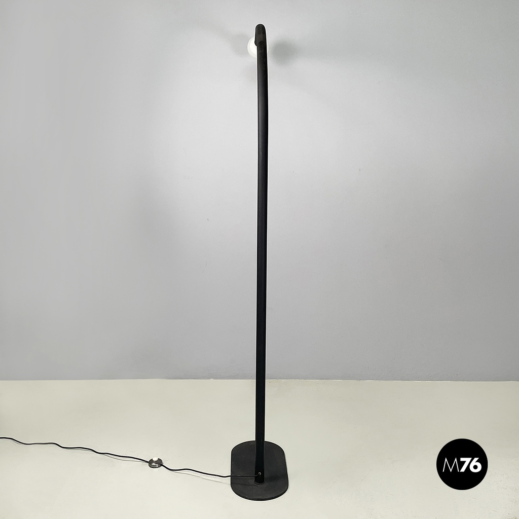 Italian modern Black embossed metal floor lamp by Tito Agnoli Bieffeplast, 1970s