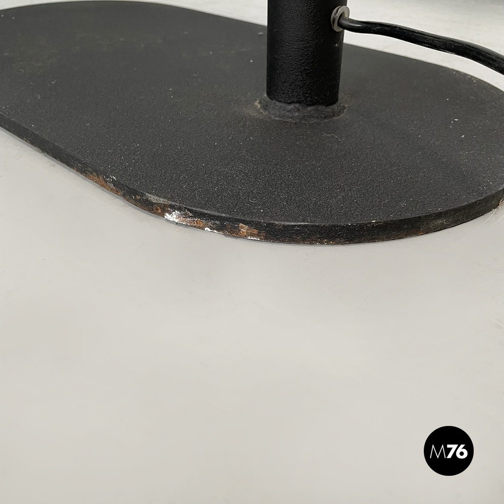 Italian modern Black embossed metal floor lamp by Tito Agnoli Bieffeplast, 1970s