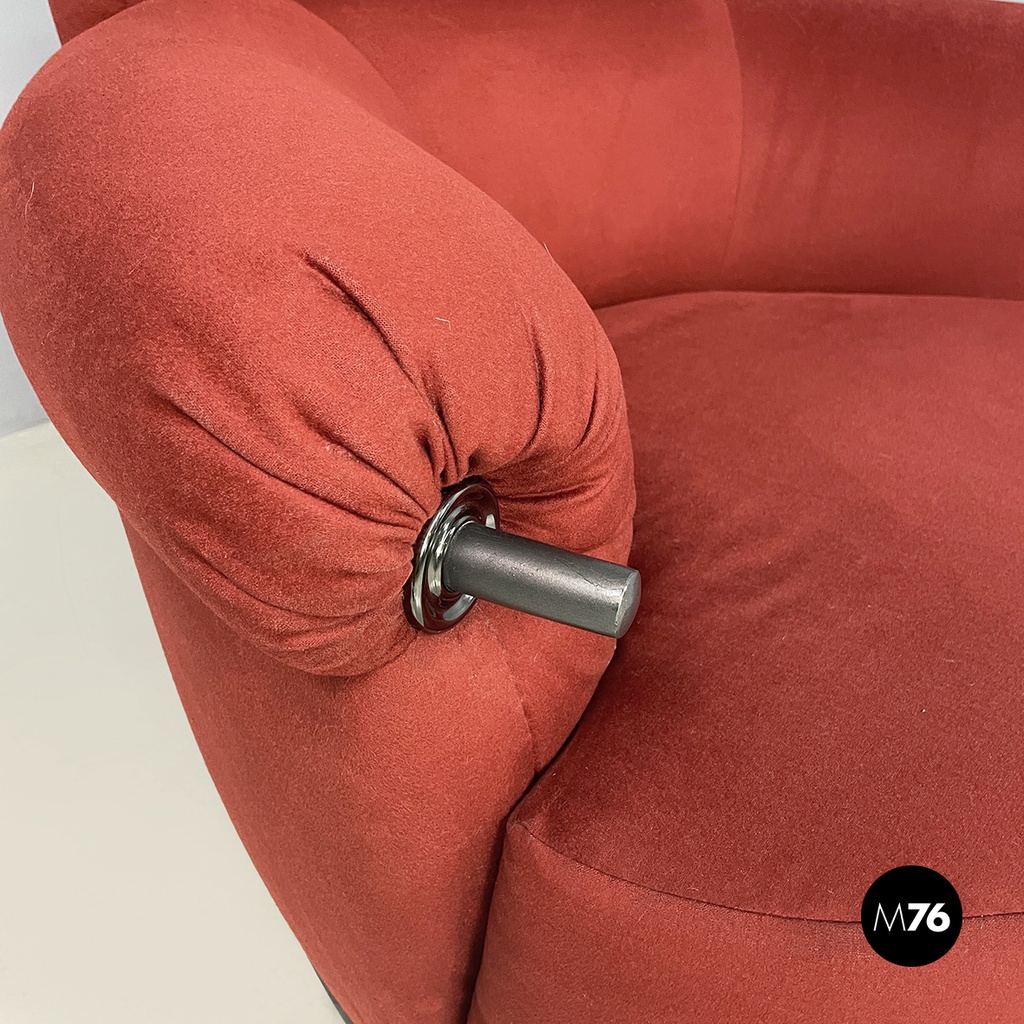 Italian modern Red armchair Toro by Luigi Caccia Dominioni for Azucena, 1980s